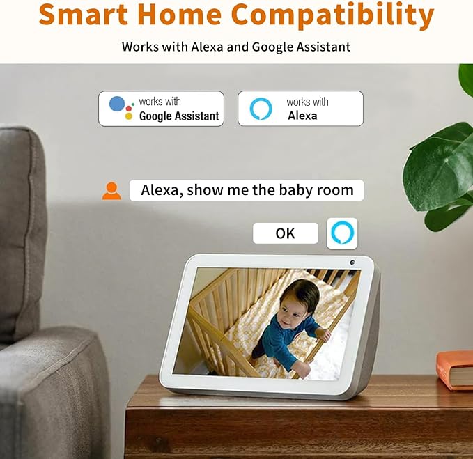 Alaga WiFi Indoor Security Camera, Baby Monitor, AI Motion Detection, 2 Way Audio, Night Vision, Cloud and SD Card Storage, Compatible with Alexa and Google Assistant, with 32G TF Card