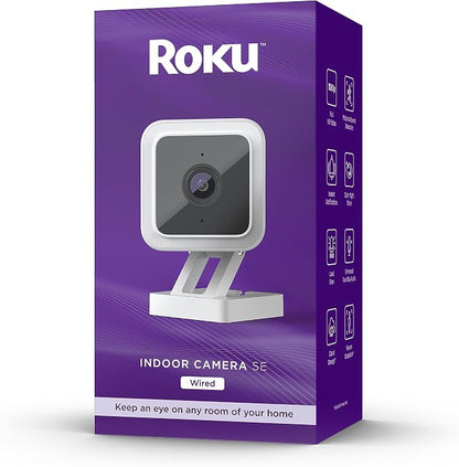 Roku CS1000R Smart Home Indoor Camera SE - Wired Security Camera with Motion & Sound Detection
