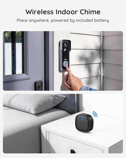 BOIFUN 5MP Video Doorbell Camera Wireless – Sharper Than 2K, No Subscription, 166° Wide View, HDR Night Vision, Smart Human Detection, Two-Way Audio & Battery Doorbell with Chime, 2.4 GHz Wi-Fi Only