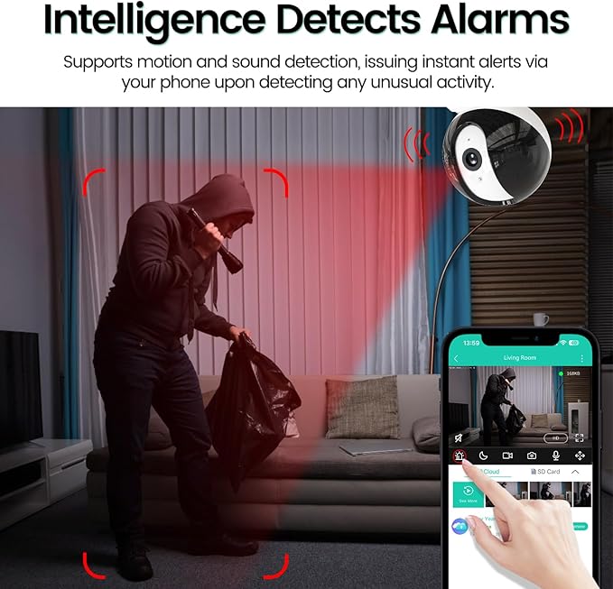 Security Indoor Camera,360° Pan Tilt Indoor Home Security Camera,1080P Pet Camera with Motion Detection & Tracking,2-Way Talk,IR Night Vision,24/7 Local Recordings