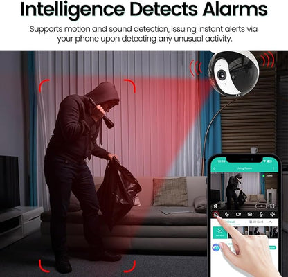 Security Indoor Camera,360° Pan Tilt Indoor Home Security Camera,1080P Pet Camera with Motion Detection & Tracking,2-Way Talk,IR Night Vision,24/7 Local Recordings