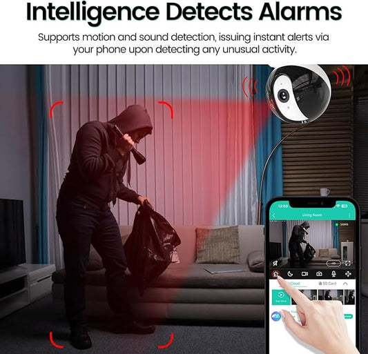 Security Indoor Camera,360° Pan Tilt Indoor Home Security Camera,1080P Pet Camera with Motion Detection & Tracking,2-Way Talk,IR Night Vision,24/7 Local Recordings