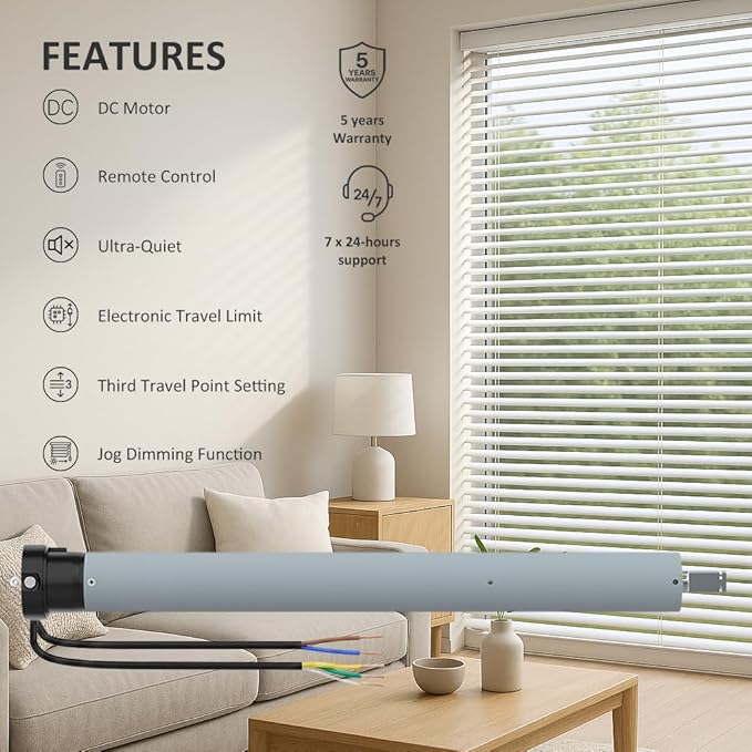 AC120V Dry Contact Tubular Motor for Blinds, 45mm Hardwired Electric Awning Motor with Remote, Smart Home Relay Control for Roller Shades SX-TM45E-D (50 N.m for Φ63mm（2-1/2"") Groove Tube