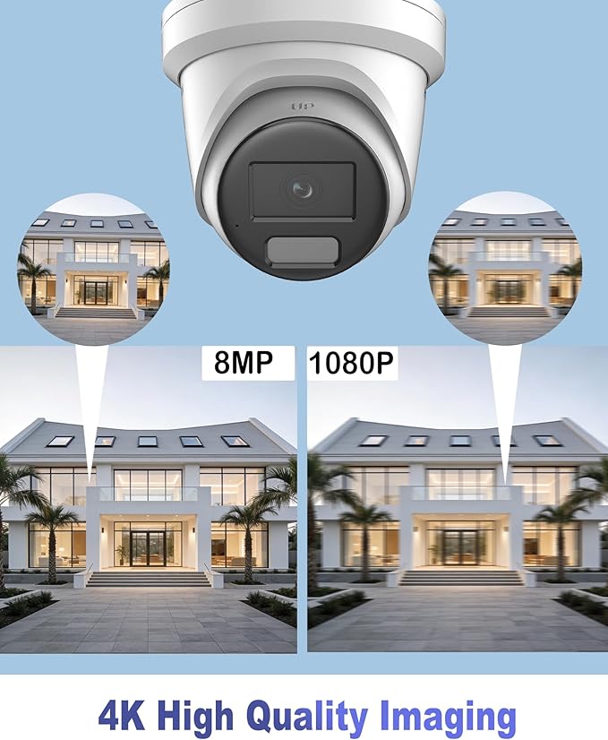 DS-2CD2387G2H-LIU 2.8mm, Hik Acusense 4K 8MP Color-Vu PoE IP Dome Security Camera Outdoor with 24/7 Full Color, Smart Hybrid Light, Human/Vehicle Detection, 130dB WDR, IP67,Work with iVMS-4200