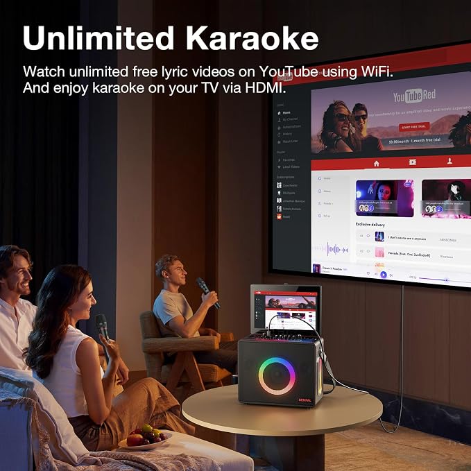 Smart Karaoke Machine with Lyrics Display, Built-in 14.0" Touch Screen