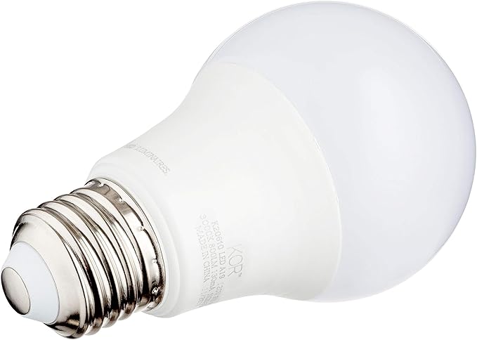 KOR 6 Pack A19 LED Light Bulb, 60W Equivalent, 3000K Soft White, 800 Lumens, Efficient 9 Watt Replacement Bulbs with E26 Standard Base, 15000 Long Life Hours, Non-Dimmable, 80+ CRI, UL Listed