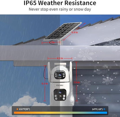 Security Cameras Wireless Outdoor with Dual Lens,Solar Cameras for Home Security with 360° View Pan/Tilt,Night Vision,Waterproof,PIR Alarm,2-Way Audio,SD/Cloud Storage,No Month Fee,2.4GHz WiFi(4 Pack)