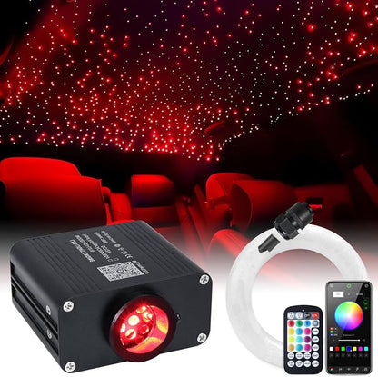 16W Car Home Starlight Headliner Kit, Twinkle & Sound Activate RGBW Fiber Optic Lights with APP & Remote Control, Star Lights for Ceiling Decoration, 550 pcs 9.8ft
