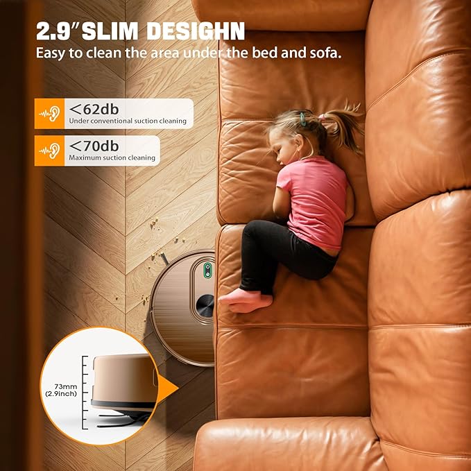 2 in 1 Robot Vacuum and Mop Combo, 6500Pa Suction, Robotic Vacuum Cleaner with 200 Min Runtime, Self-Charging, App/Alexa/Voice Control, Ideal for Hard Floor, Pet Hair, Carpet
