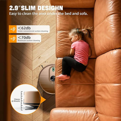 2 in 1 Robot Vacuum and Mop Combo, 6500Pa Suction, Robotic Vacuum Cleaner with 200 Min Runtime, Self-Charging, App/Alexa/Voice Control, Ideal for Hard Floor, Pet Hair, Carpet