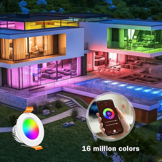 inShareplus 2 Inch Smart Recessed LED Lights, WiFi Downlight 5W 120V, Dimmable RGBCW 2700-6500K Color Changing Ceiling Lighting, Compatible with Alexa/Google, Can Lights with LED Driver 1Pack