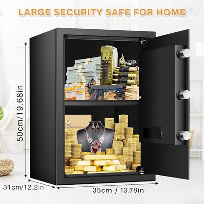 [19.7" Tall] Large Home Safe Box with Fireproof Waterproof Bag
