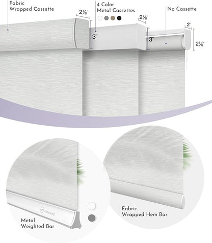 Graywind Motorized Light Filtering Shades Compatible with Alexa Google Hardwired WiFi Smart Half Shading Remote Control Automated Blinds Electric Window Shades, Custom Size (Jacquard White)
