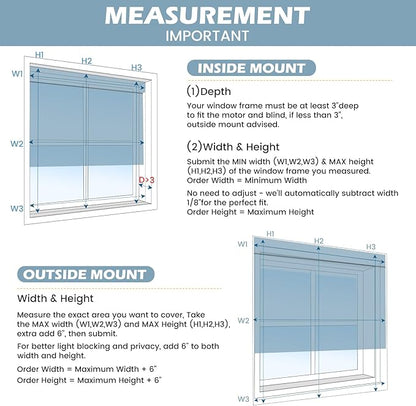 Motorized Blinds with Remote, Smart Electric Roller Shade, Automatic 100% Blackout Window Blinds, App & Voice Control, Smart Home Compatible, 24 Color Options (Blinds Custom)