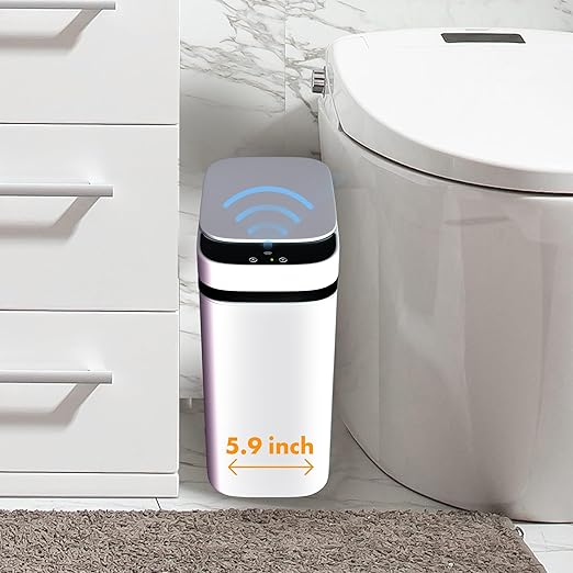 Loasil-H Automatic Smart Trash Can with Motion Sensor – 3 Gallon, Anti-Bag Slip Lid for Bathroom, Bedroom, Office, and Kitchen (White)