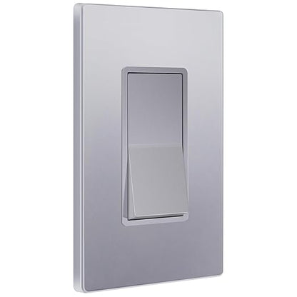 ENERLITES Elite Series Decorator Switch with Screwless Wall Plate, Paddle Light Switch, Single Pole, 3 Wire, Grounding Screw, Residential Grade, 15A 120V, UL Listed, 91150-SVWP, Silver