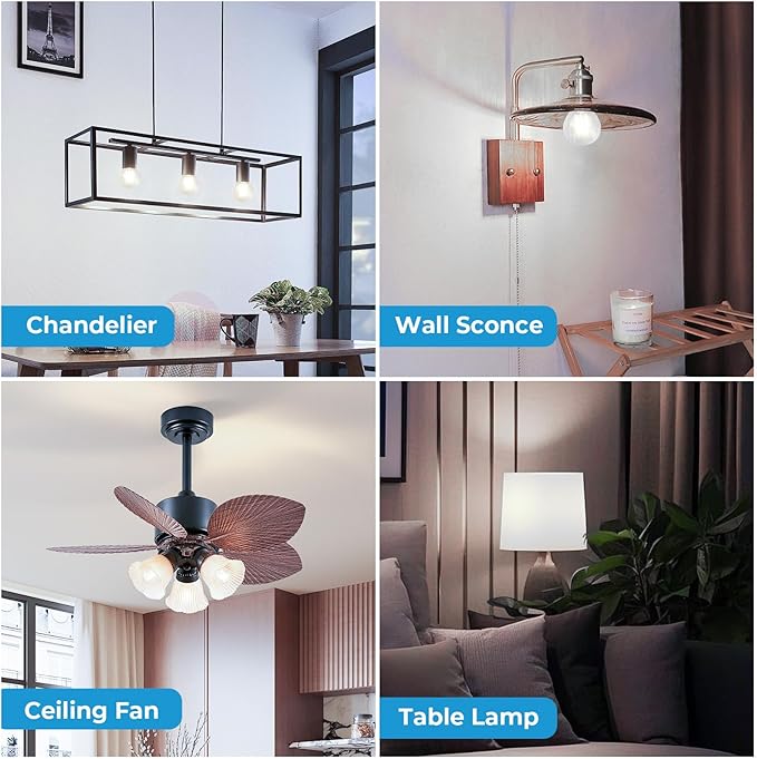 GvvooHome G16.5 LED Bulb Dimmable, 6W, 60 watt Equivalent, 4000K Neutral White E26 Globe Bulb, Round Edison Bulbs for Ceiling Fan, Pendant, Chandeliers, 90+CRI 600LM, 12 Pack