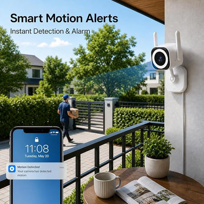 Cameras for Home Security Indoor Outdoor, Plug-in 2K Security Camera with Dual Antenna 5G/2.4G WiFi, 4X Zoom, Color Night Vision, Motion Detection, 2-Way Audio, Siren, IP66, SD/Cloud(2Pcs)