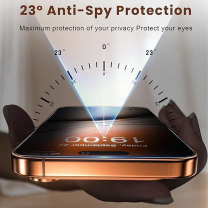 Fotbor Compatible for iPhone 17 Pro Privacy Screen Protector 6.3 Inch 2 Pack, [Face ID Support] True 23° Anti Spy Tempered Glass with [Auto Dust Installation], 12 FT Military-Grade Protection [Zero Bubble] Case Friendly