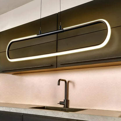 JONATHAN Y Ned 39" Integrated LED Linear Pendant Dimmable Metal, Black | Modern Adjustable Height Chandelier, Kitchen Island Light, 3000K, 1690 Lumens, ETL Listed, Cord, Minimalist Decor