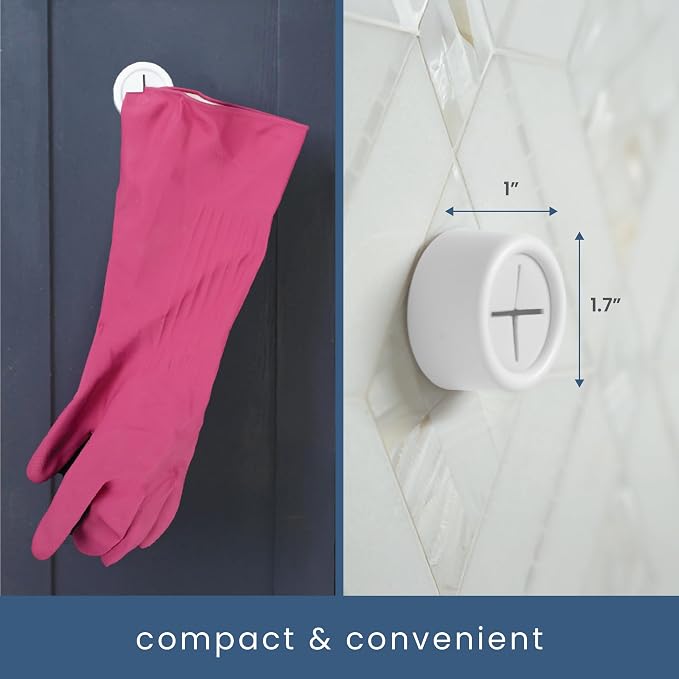 S&T INC. Adhesive Push Towel Hooks, 4 Pack, Matte White | 2 Installation Options, Round Hooks for Kitchen, Bathroom, Garage and Home Use, Organization Hooks, Strong Grip