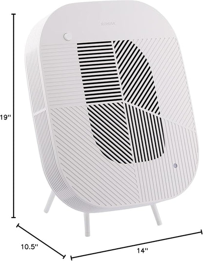 KOMMA Lov Air Purifier for Bedroom, 3.1 inch Slim Wall mount & Stylish Standing type, Hepa Filter Air Cleaner, Remove Fine Dust, Smoke. (CreamWhite with Cradle)