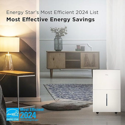 TCL 3000 Sq. Ft. Smart Dehumidifier, Energy Star Most Efficient 2024, Ultra-compact, 32 Pints Per Day, for Whole House, Basement, Bathroom & Bedroom, Compatible with Alexa/Google Assistant, (H32D44W)