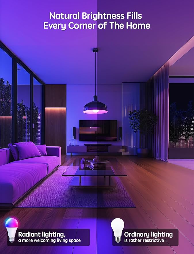 Smart Light Bulbs 8 Pack, A19 E26 850LM WiFi & Bluetooth RGBWW Color Changing LED Bulb RGBWW Compatible with Alexa & Google Assistant, 16 Million Colors Music Sync Color Changing Dimmable Lights Bulb