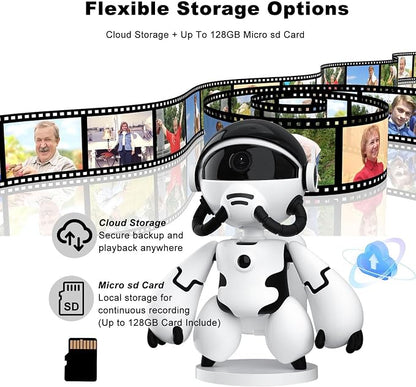 2K Indoor Robot Camera, 5G/2.4G WiFi Indoor Security Camera for Baby Pet