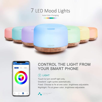 ASAKUKI Smart Wi-Fi Essential Oil Diffuser, App and Voice Control Compatible with Alexa, 500ml Aromatherapy Humidifier for Relaxing Atmosphere in Home Office Bedroom, Gift for Mom (Light Brown)