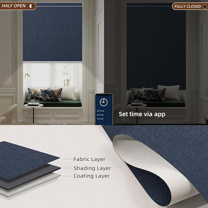 Motorized Roller Shade: Blackout, Electric Blinds, Compatible with Alexa/Google Home/Apple Homekit, Noir Denim