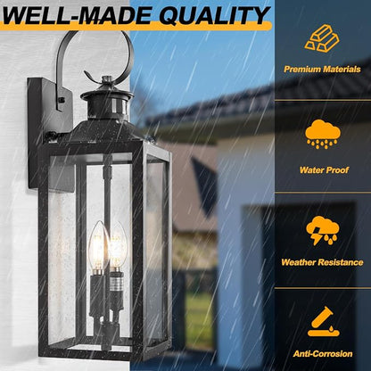 20" Motion Sensor Outdoor Light, Large Dusk to Dawn Outdoor Wall Lights