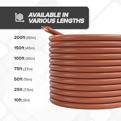 THE CIMPLE CO 18/2 Thermostat Wire 150 FT - Insulated Solid Copper Wiring for HVAC, Furnaces, Video Doorbells, Alarms, Lighting, Smart Thermostats - 18 Gauge, 2 Conductor - 150 Feet (45 Meters), Brown