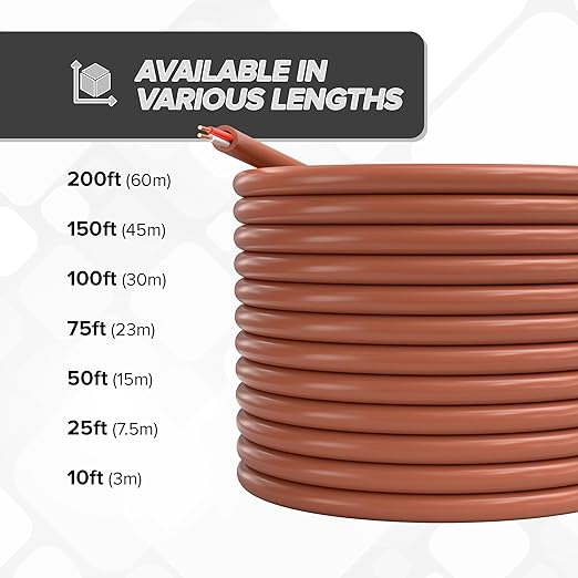 THE CIMPLE CO 18/2 Thermostat Wire 50 FT - Insulated Solid Copper Wiring for HVAC, Furnaces, Video Doorbells, Alarms, Lighting, Smart Thermostats - 18 Gauge, 2 Conductor - 50 Feet (15 Meters), Brown