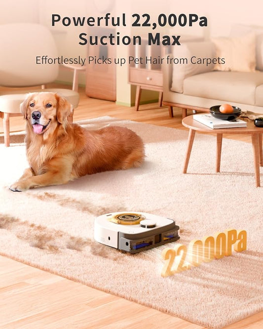 UBPET Robot Vacuum and Mop Combo Robotic Vacuum for Pet Hair, Robot Vacuum Cleaner Square Bagless Design, LiDAR Navigation, WiFi/APP Control, Self-Charging 22,000 Pa for Carpet Floor