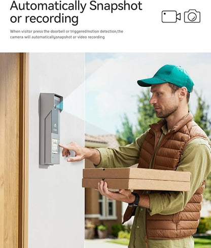 TMEZON Wireless WiFi Video Doorbell Intercom System 2 Unit and Monitor Door Phone IP 4 Wire 7 Inch Entry 1080P Camera Night Vision,TUYA App Remote Unlock Door Release