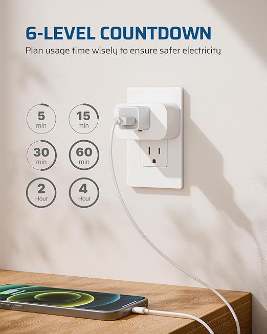 DEWENWILS Indoor Outlet Timer with Remote, 100FT Remote Control Outlet with 5/15/30/60Min & 2/4Hrs Countdown, 15A/1875W Light Timer for Lamps, Fans, Household Appliance