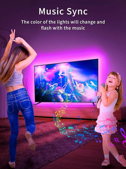 KANTUTOE TV LED Lights, 11.5ft LED Lights for 32-55 Inch TV, RGB TV Backlight Behind with Remote, Music Sync Bluetooth APP Control Strip Lights USB Powered for Bedroom, PC, Gaming Monitor
