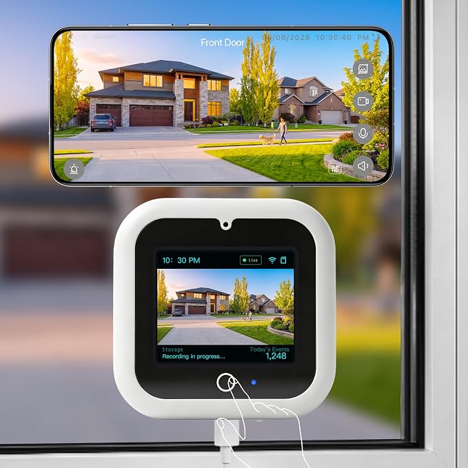 Window Camera with Smart Screen, 3K 5MP Indoor Window Security Camera, AI Color Night Vision for Home Security, 2.4G&5GHz WiFi, Motion Detection, Work w/Alexa&Google Assistant, Dome Cameras