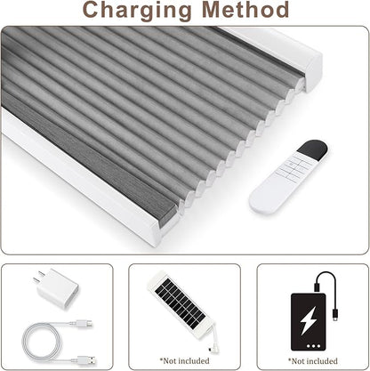 Godark Motorized Light Filtering Cellular Shades Compatible with Alexa/Google Home Electric Blinds Smart Honeycomb Shades for Windows Automatic Blinds with Remote Custom Size-Light Grey
