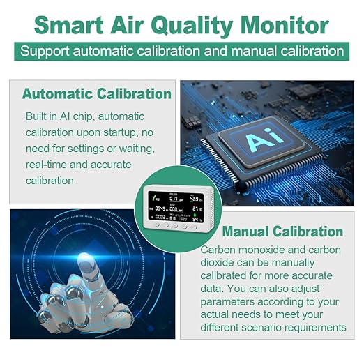 10 in 1 Air Quality Monitor Indoor,with WiFi and APP,7" Display,Detector for CO2，Pollen,Noise,Decibel Meter,TVOC,PM1.0,PM2.5,AQI,Temp and Humid,Air Quality Meters for Home,Office (White)