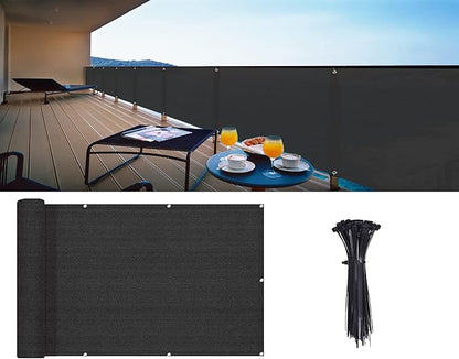 LOVE STORY Balcony Privacy Screen, 3'x25' Deck Shield Screen Fence Cover,UV Protection and Weather-Resistant,3 FT Height for Deck, Patio, Backyard, Outdoor Pool, Porch, Railing, Black