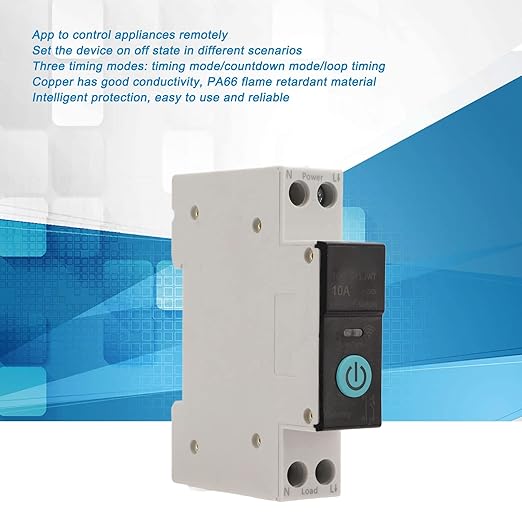 Din Rail Circuit Breaker Smart Switch Mobile Phone Remote Control 3 Timing Modes Function for Household Appliances Suitable for Smart Home(10A)