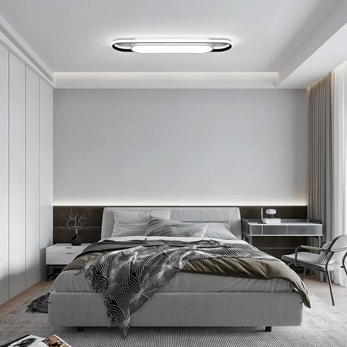 28.3Inch Cool White Modern LED Ceiling Lighting,40W High Brightness Metal Linear Ceiling Lamp,6500K Simple Long Light for Kitchen Dining Living Room Laundry, Garage Cloakroom Lighting