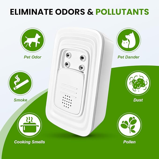 Ionic Air Purifier, 2026 New Plug in Negative Ion Air Purifiers, Quiet Air Freshener, Filter Free, for Home, Bedroom, Office, Basement, Odor, Smoke, Dust, Pet Smell (4Pcs, with 8 Fragrance Tablets)