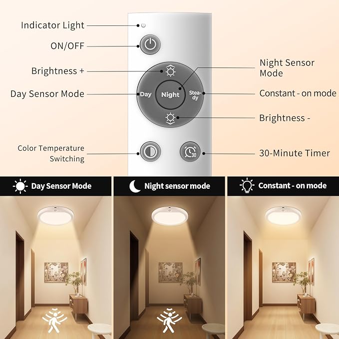 Battery Operated Ceiling Light, Rechargeable Motion Sensor Closet Light