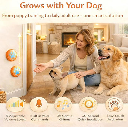 ChunHee Bells for Dog Training to Go Outside - Dog Door Bell with 36 Custom Sounds | Bell for Dogs to Ring to Go Potty | 5 Adjustable Volume(0-115dB) | Teach Puppies to Signal to Go Outside