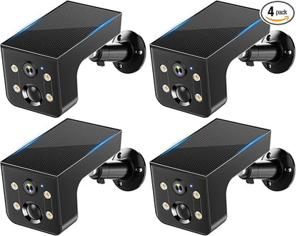Thybro Solar Outdoor Wireless Camera 4 PCS - 2K HD, AI Motion Detection, Easy Setup, WiFi, Color Night,Outdoor Surveillance for Yard & Driveway, Black