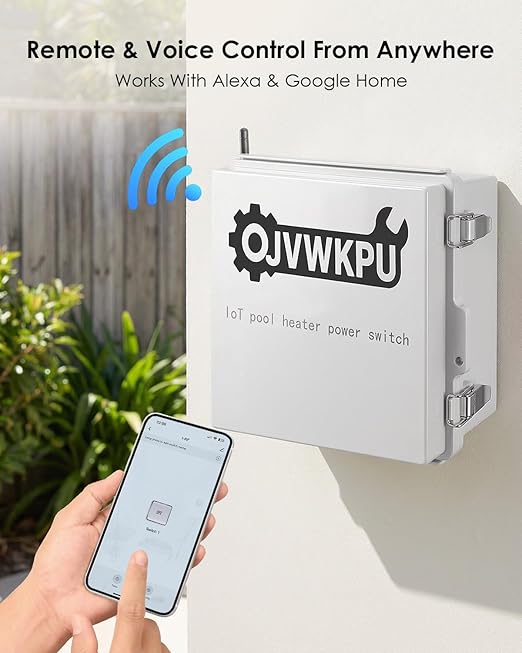 Outdoor Smart WiFi Power Switch Box, 110V 40A 2-Pole Pool Heater Switch, Irrigation Pump Start Relay Fit for Sprinkler Controller System, Compatible with Alexa & Google Home, Remote Control