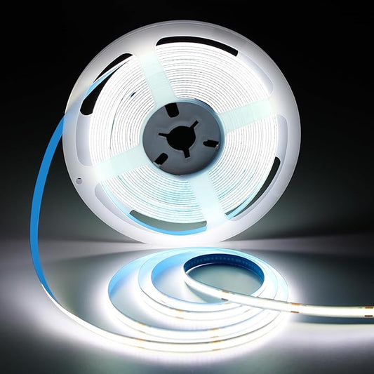 32.8FT/10M COB LED Strip Lights, Cold White 6500K Cuttable LED Tape Light, 3200 LEDs High Bright CRI93+ Flexible Lights Strip for Bedroom, TV Backlight, Cabinet Lighting (No Plug)